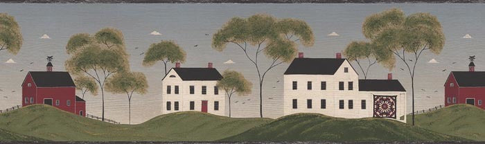 Red Barns Trees AP75676 Wallpaper Border