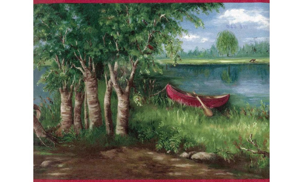 Lake Boat scenery WE620 Wallpaper Border
