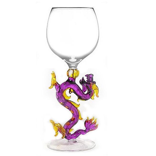 Purple Dragon Hand Blown Wine Glass