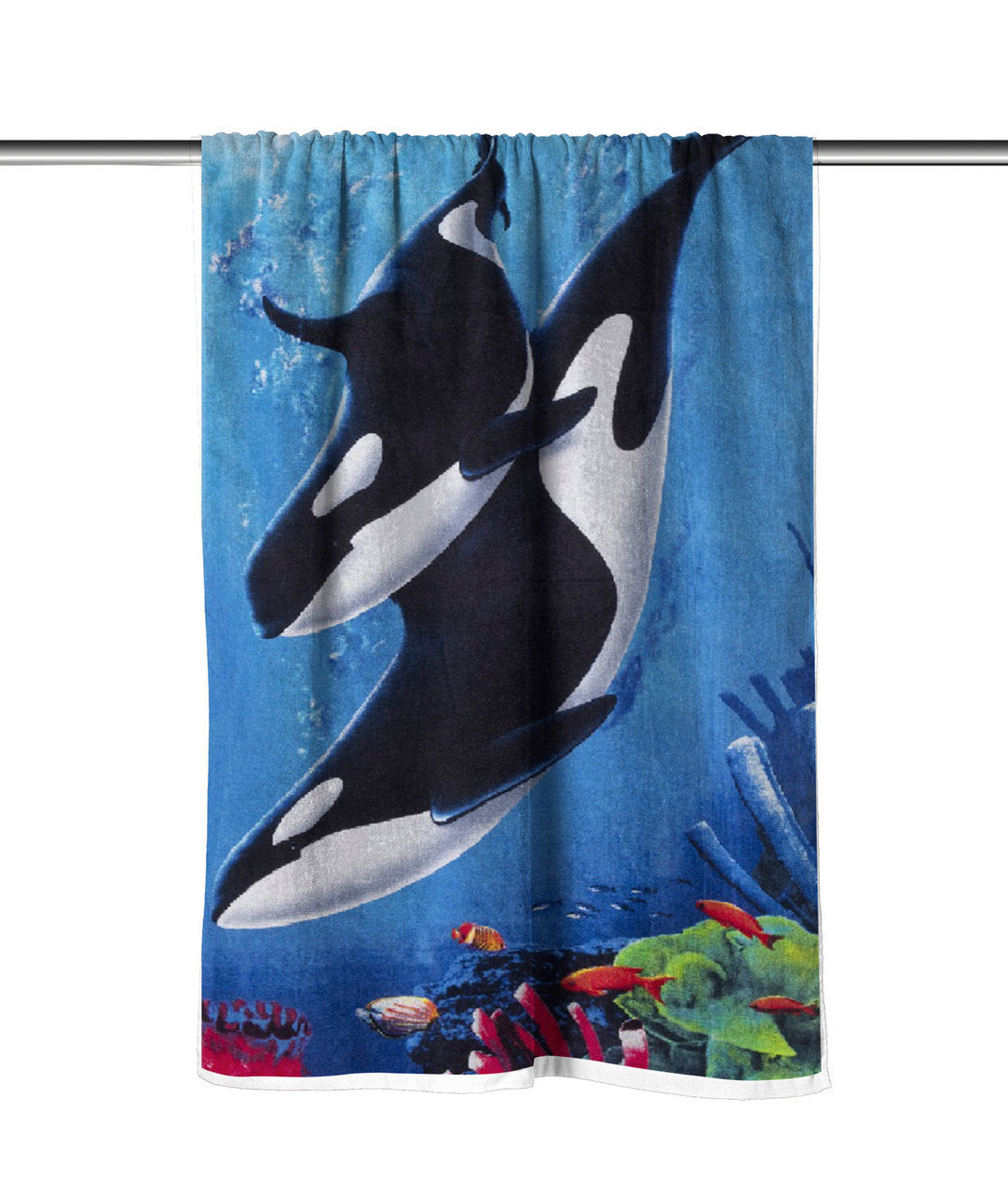 Whale Family Velour Beach Towel