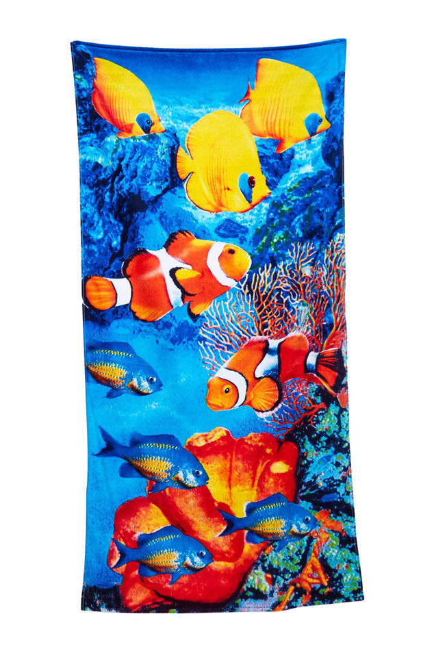 Fish Festival Velour Beach Towel
