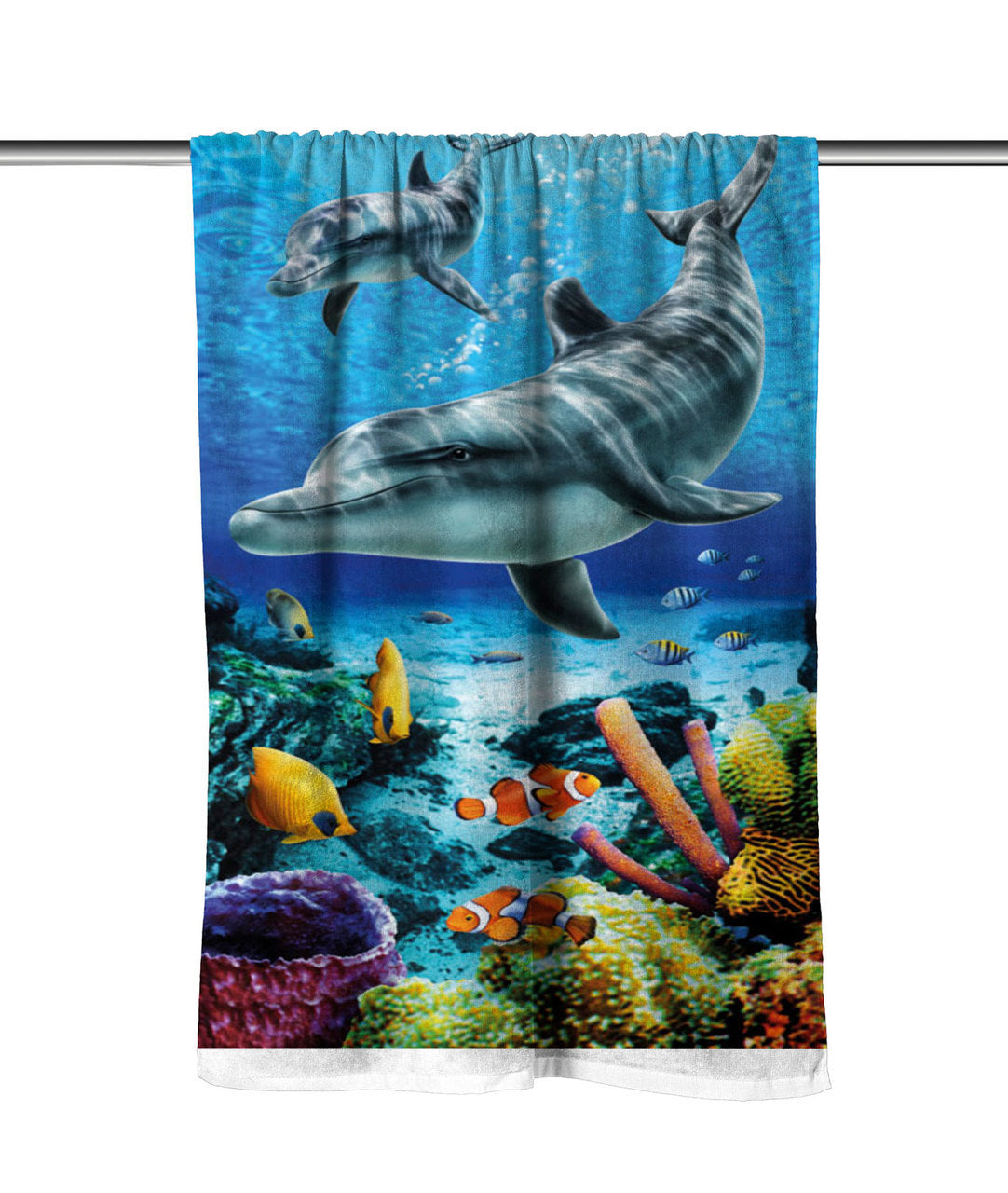 Dolphins Life Blue Velour Beach Towel