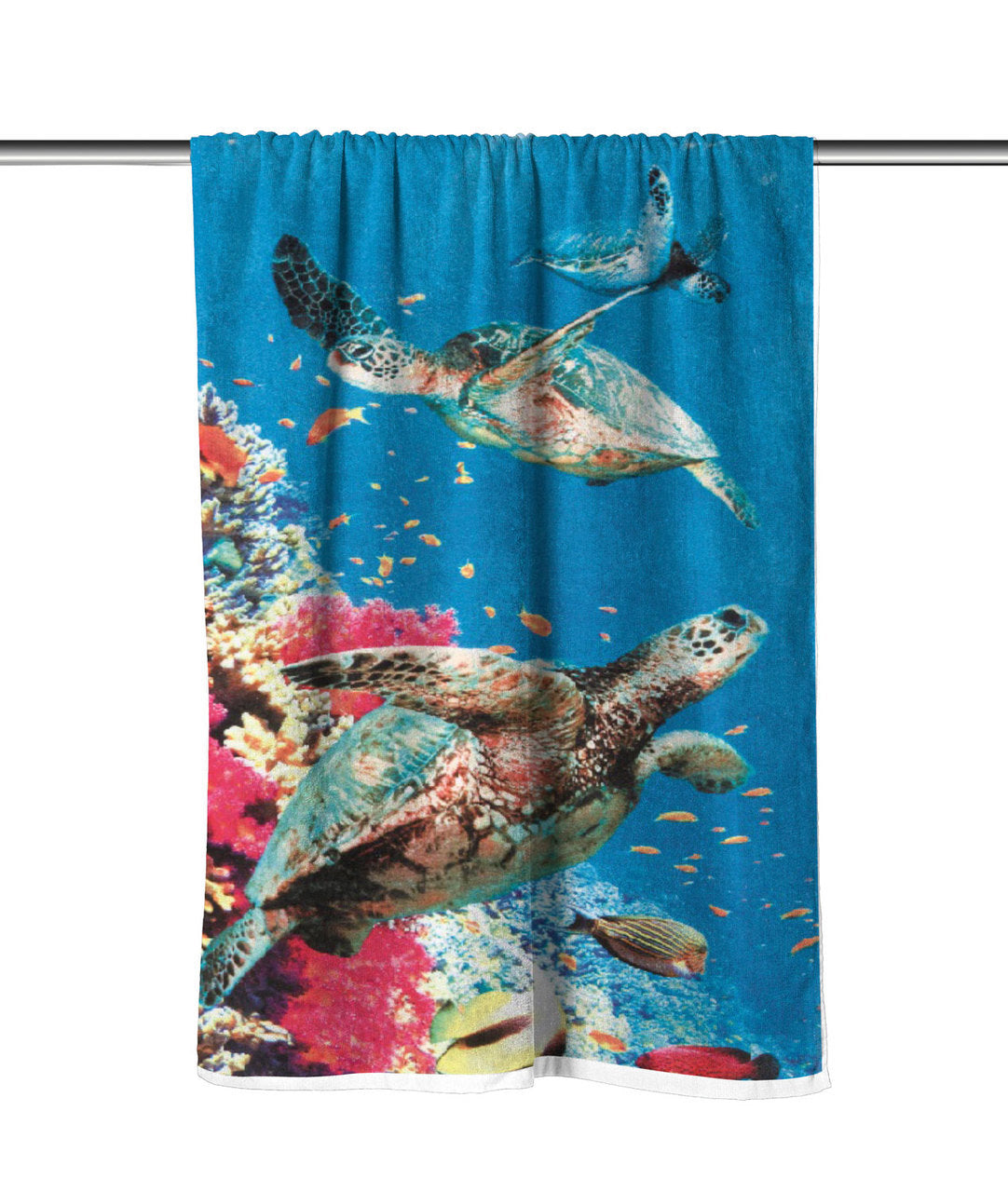 Coral Turtles Velour Beach Towel