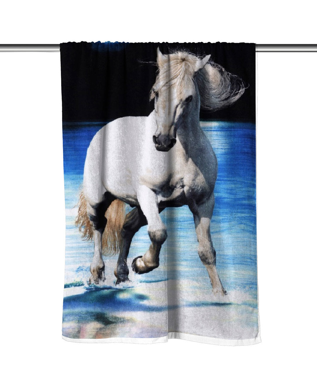 White Horse Velour Beach Towel