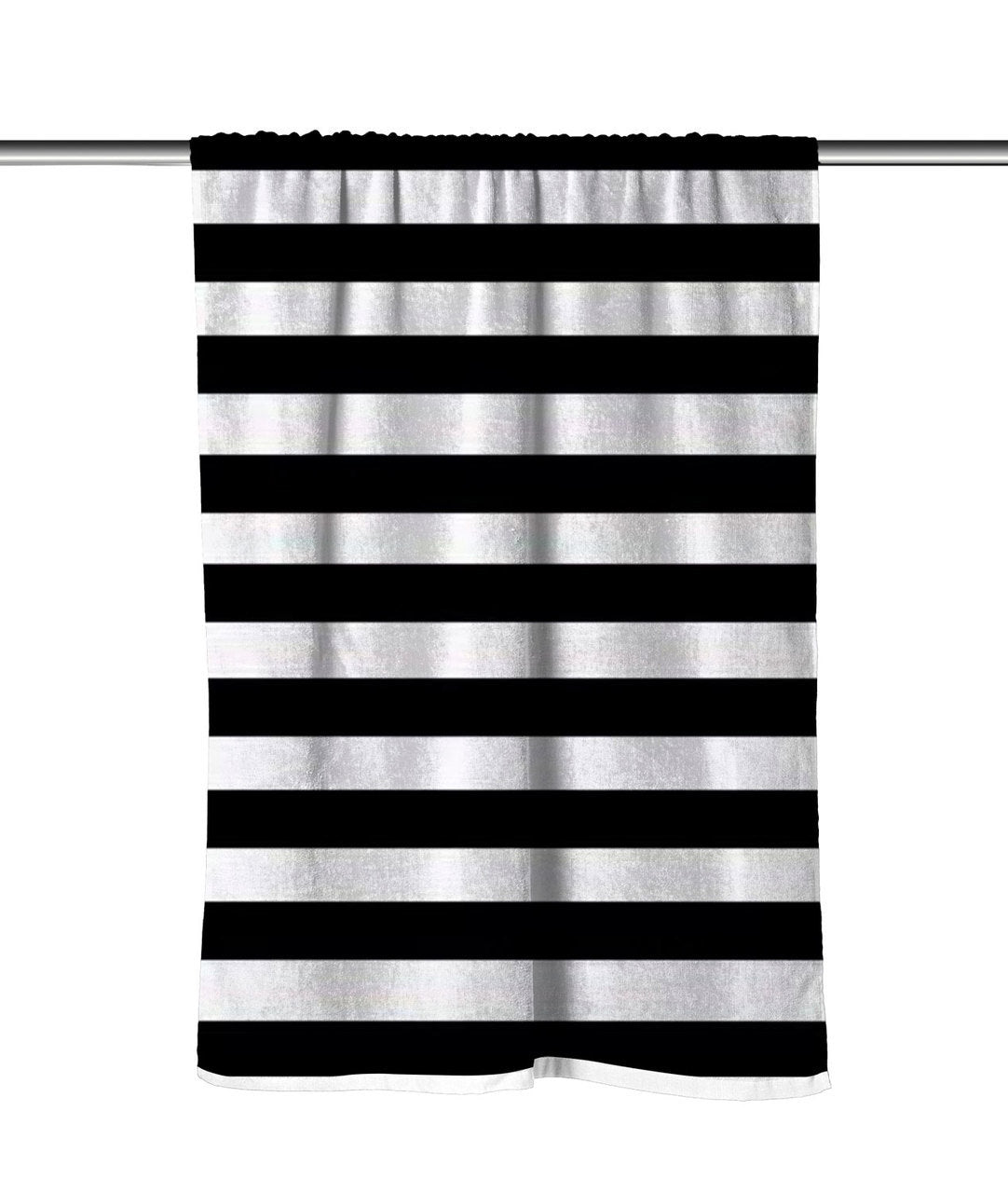 Cabana Stripes Black White Velour Beach Towel