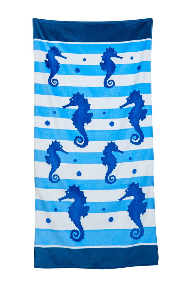 Sea Horses Velour Beach Towel