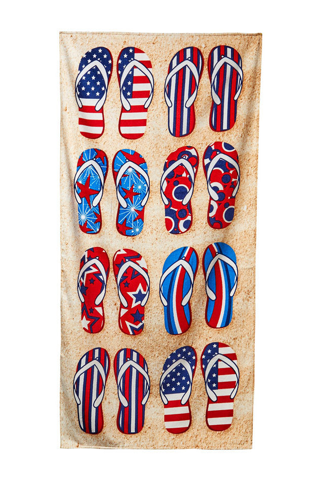 American Flip Flop Velour Beach Towel