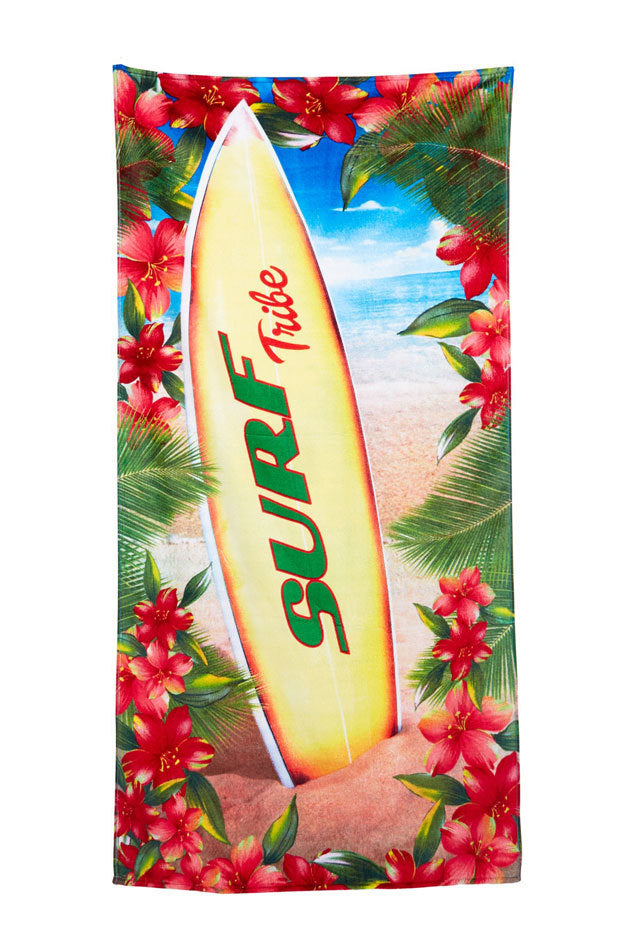Surf Board Tribe Velour Beach Towel