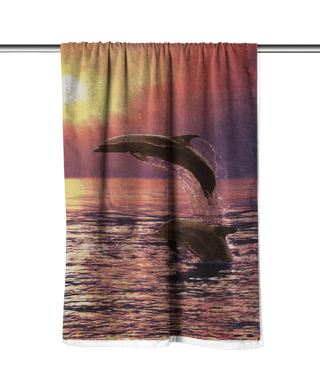 Sunset Dolphins Velour Beach Towel