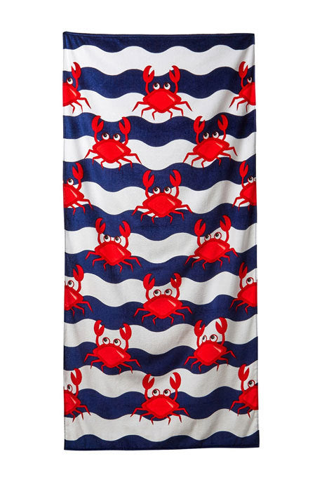 Multi Crabs Velour Beach Towel