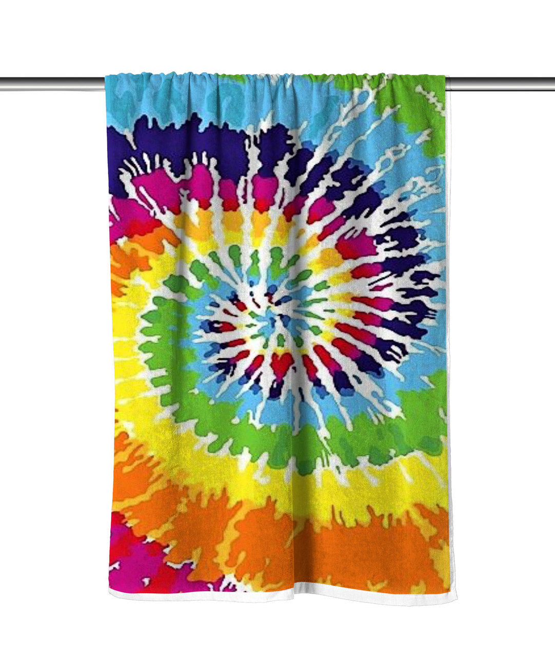 Colorful Tie Dye Velour Beach Towel