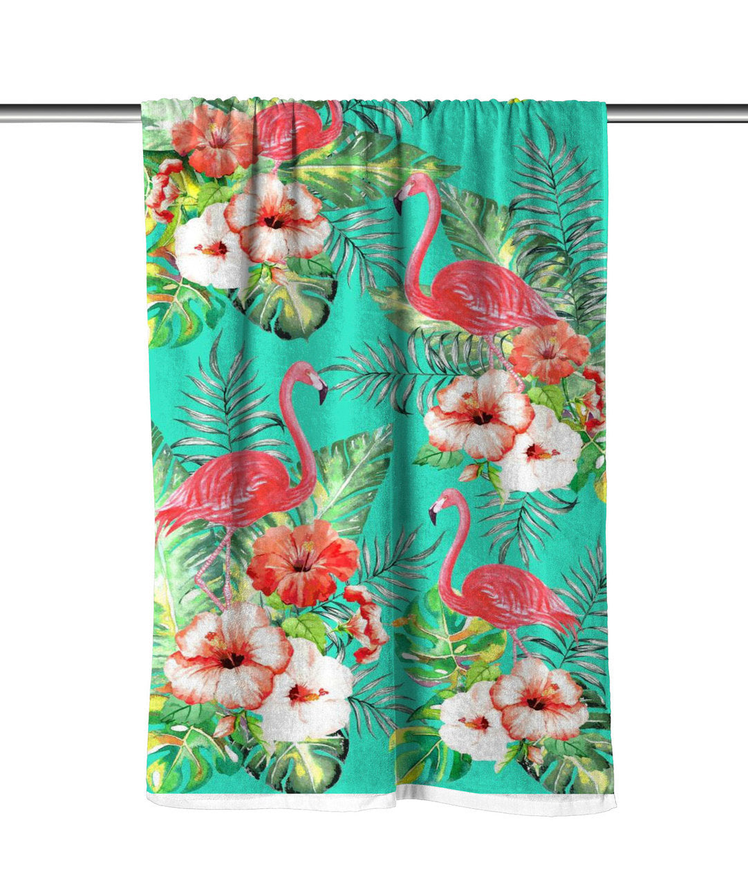 Flamingos &amp; Flowers Velour Beach Towel