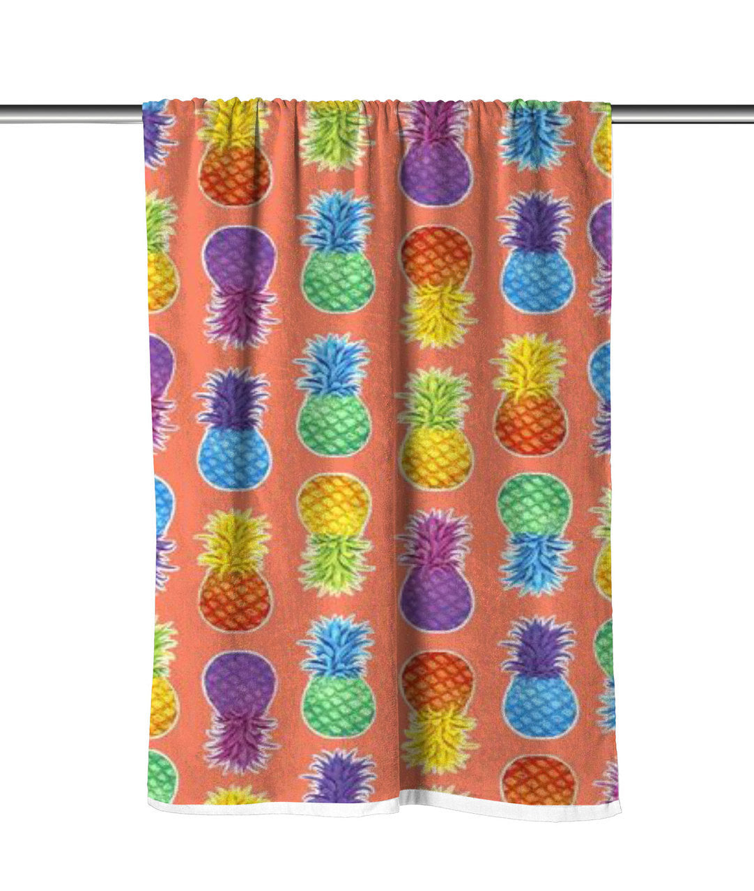 Colorful Pineapples Velour Beach Towel