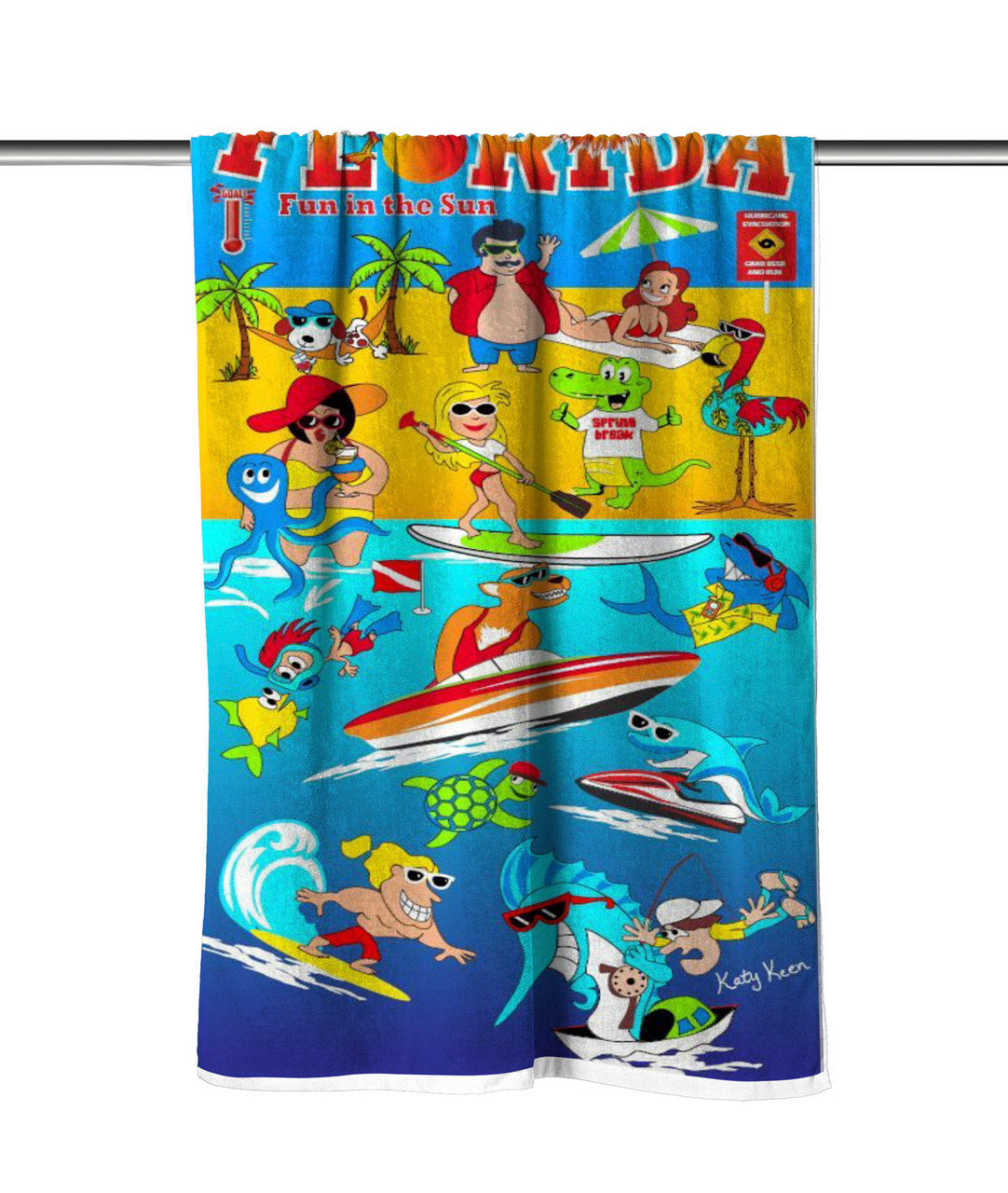 Florida Fun In The Sun Velour Beach Towel