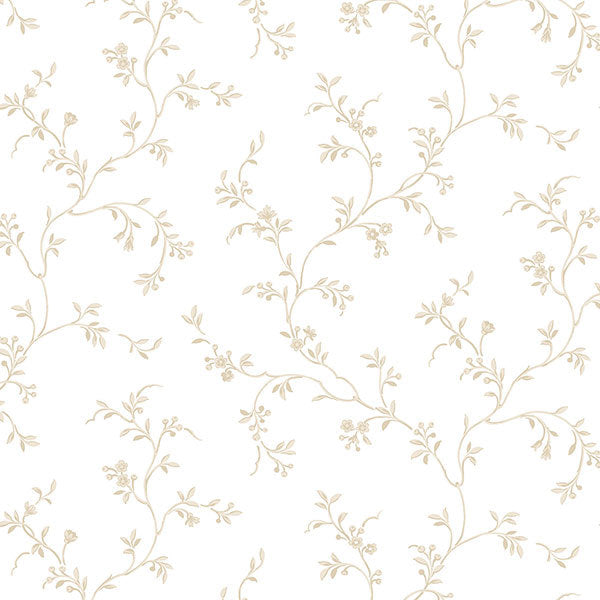 Tan White Petite Floral Vine AB27623 Wallpaper