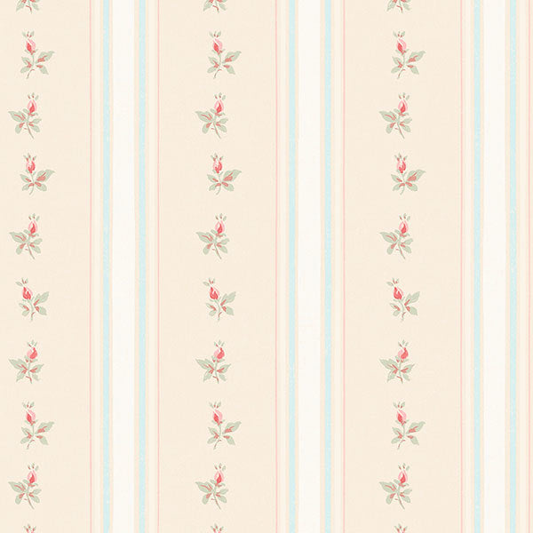 Blue Pink Floral Stripe AB27642 Wallpaper