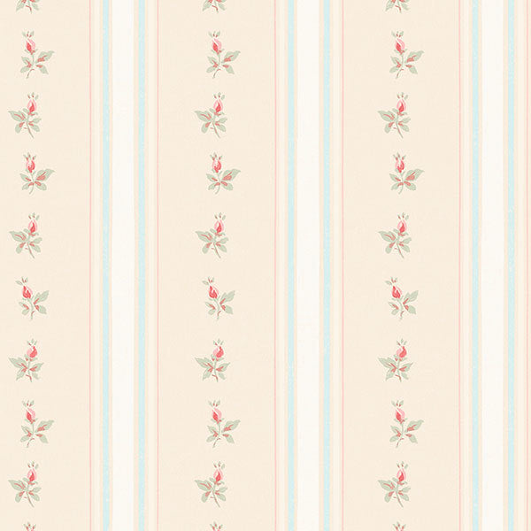 Blue Pink Floral Stripe AB27642 Wallpaper