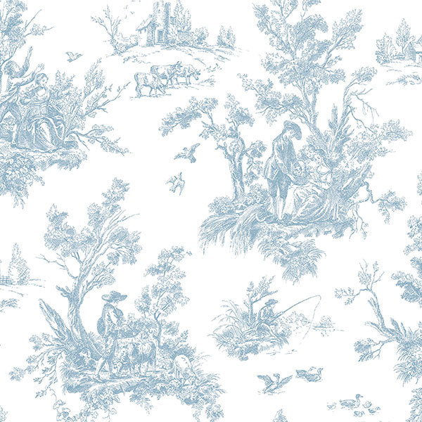 Blue White Old Fashioned Toile AB27656 Wallpaper