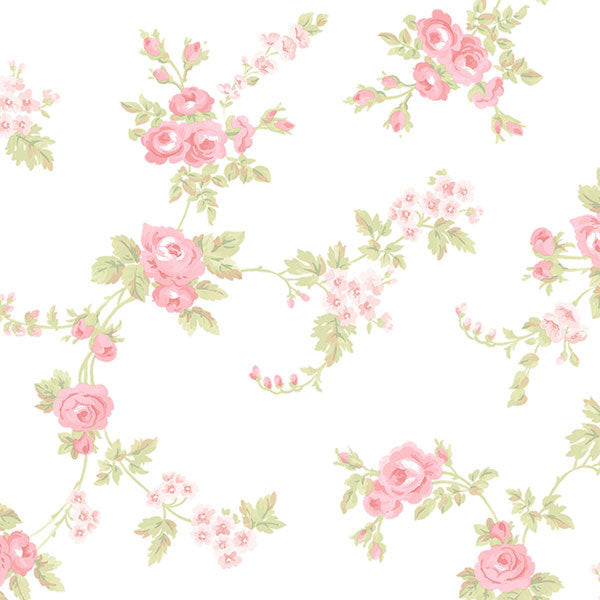 Pink White Rose Floral Trail AB27658 Wallpaper