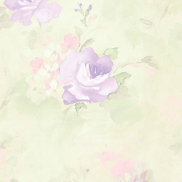 Pink Blue Floral Watercolor AB27662 Wallpaper