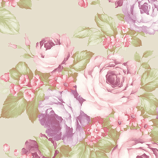 Purple Off White Rose Bouquet AB42405 Wallpaper