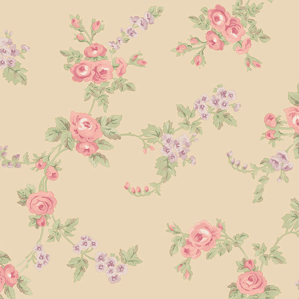Red Brown Rose Floral Trail AB42414 Wallpaper