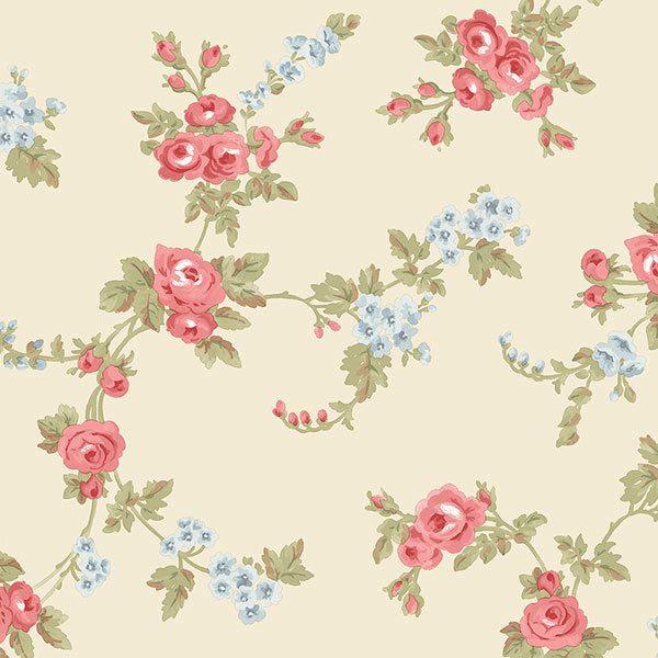 Red Off White Rose Floral Trail AB42415 Wallpaper