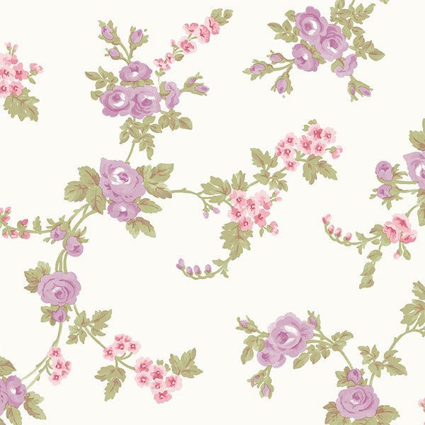 Purple White Rose Floral Trail AB42416 Wallpaper