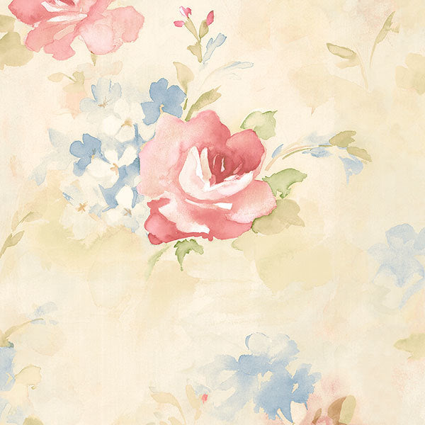 Blue Off White Floral Watercolor AB42418 Wallpaper