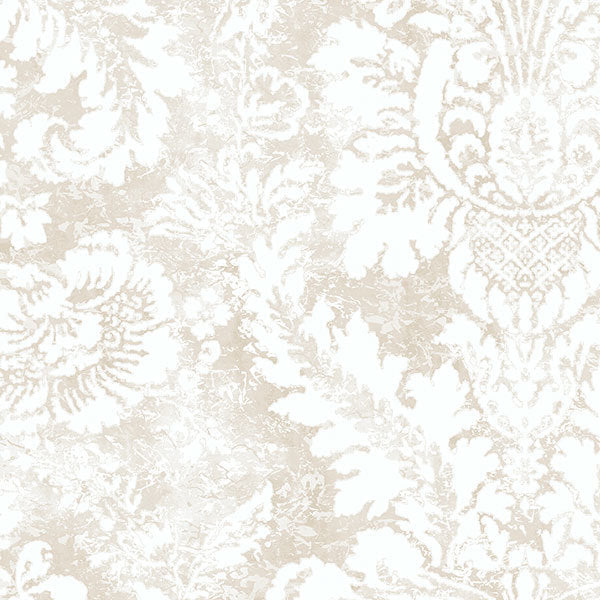 Beige White Abby Damask AB42421 Wallpaper