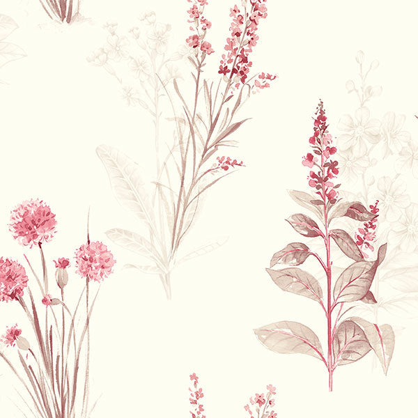 Red Off White Floral Toile AB42441 Wallpaper