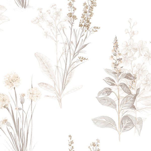 Beige White Floral Toile AB42446 Wallpaper