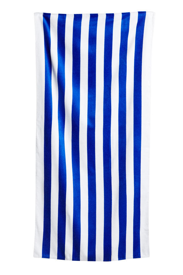 Cabana Stripes Cobalt Velour Beach Towel