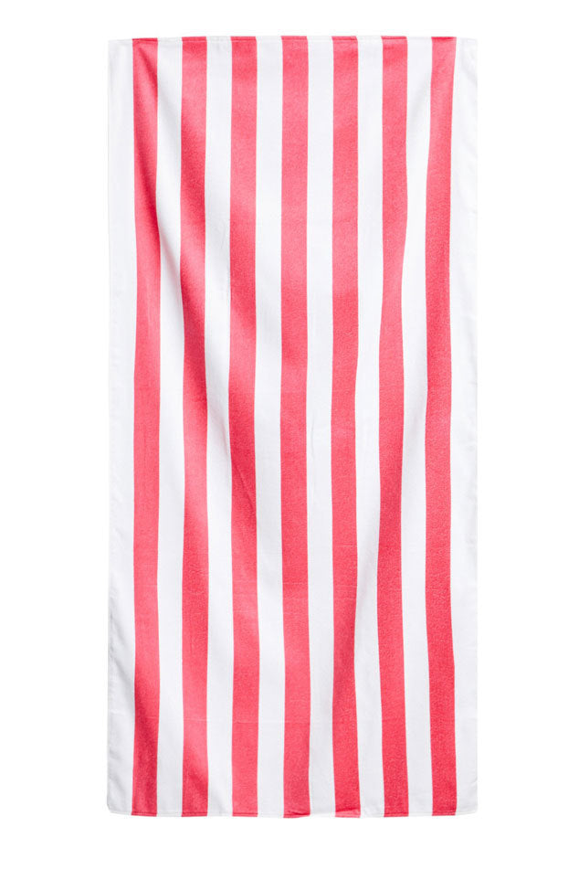 Cabana Stripes Pink Velour Beach Towel