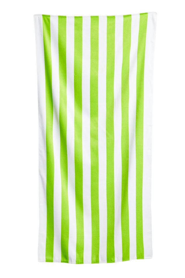 Cabana Stripes Lime Velour Beach Towel