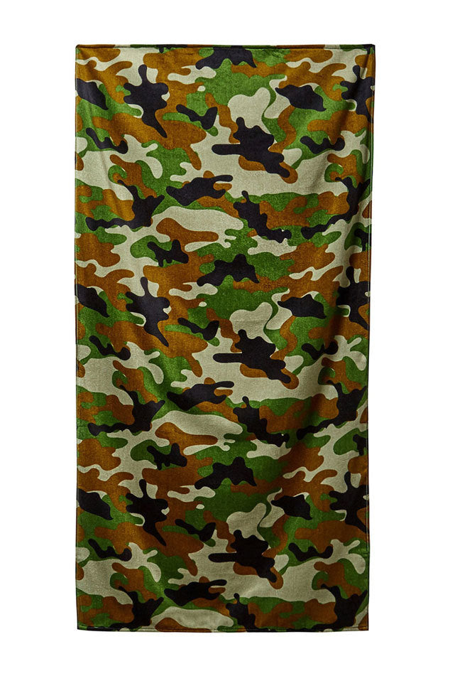 Camouflage Green Velour Beach Towel