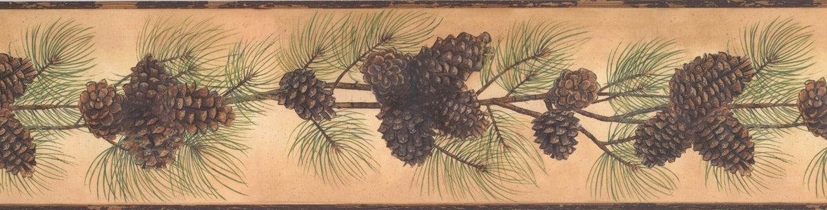 Pine Cones Needles on Branch BG1669BD Wallpaper Border