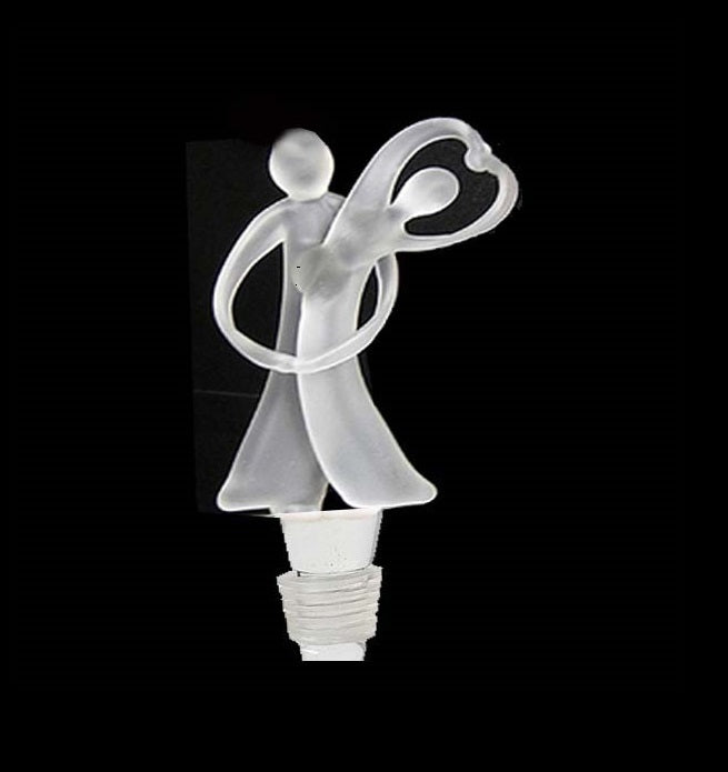 Opaque White Wedding couple Hand Crafted Bottle Stopper