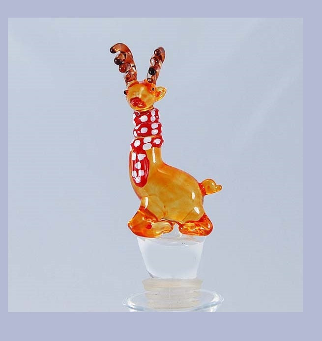Orange Reindeer Hand Crafted Bottle Stopper