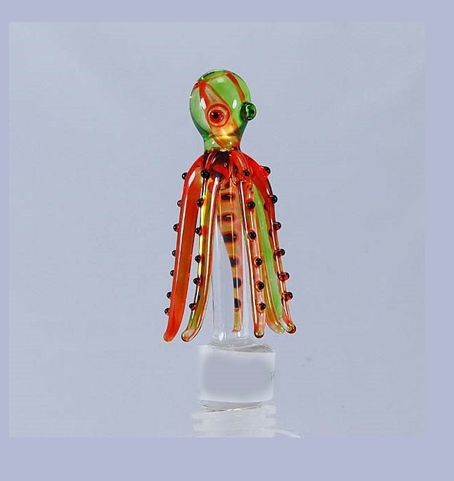 Green Squid Hand Crafted Bottle Stopper