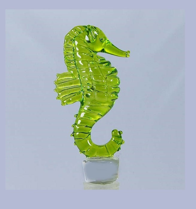 Light Green Seahorse Hand Crafted Bottle Stopper
