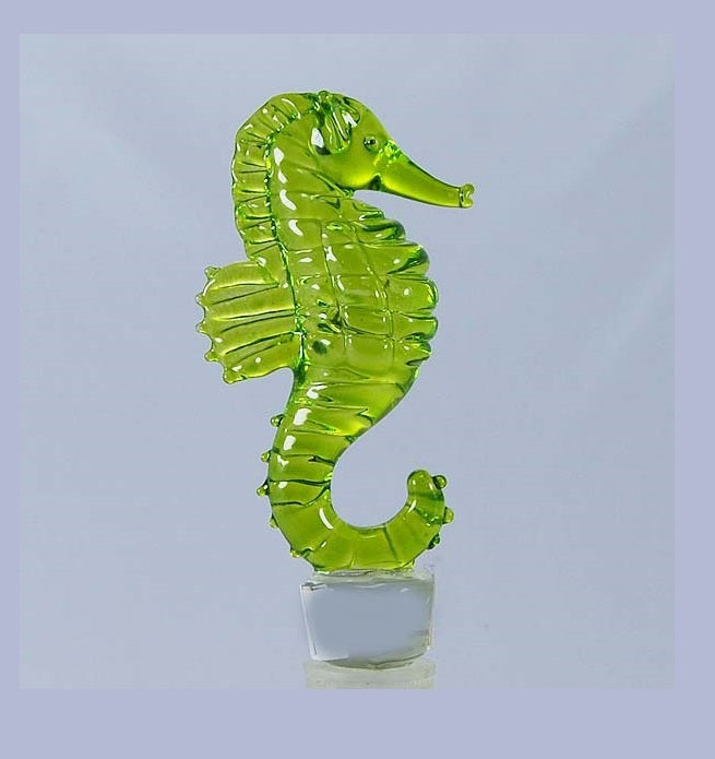 Light Green Seahorse Hand Crafted Bottle Stopper