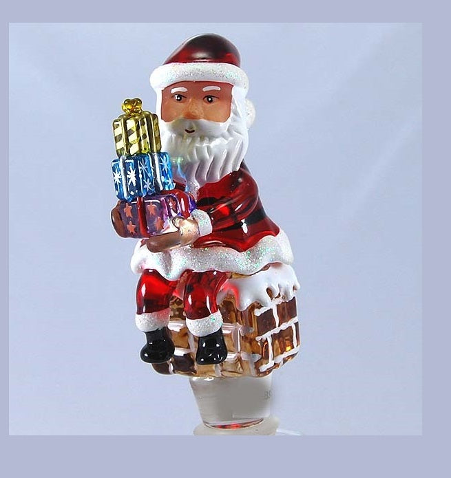 Red Santa w/ presents Hand Crafted Bottle Stopper