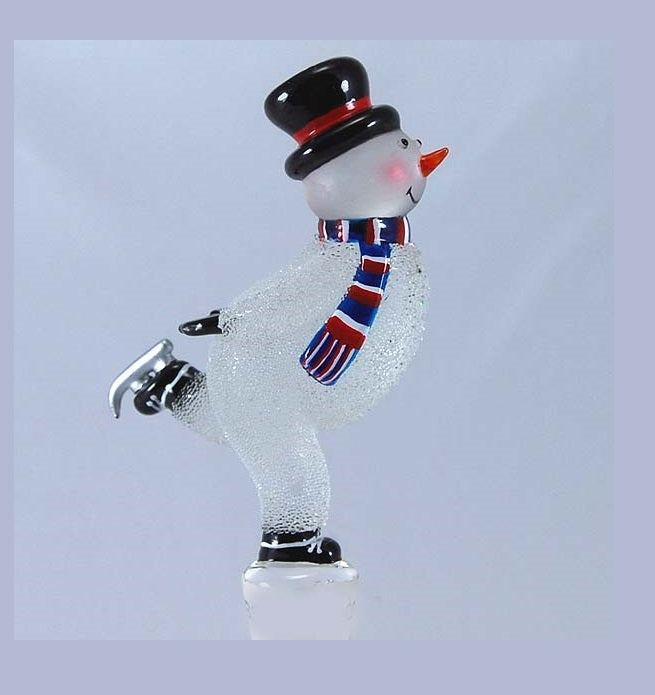 Silver Snowman on skates Hand Crafted Bottle Stopper
