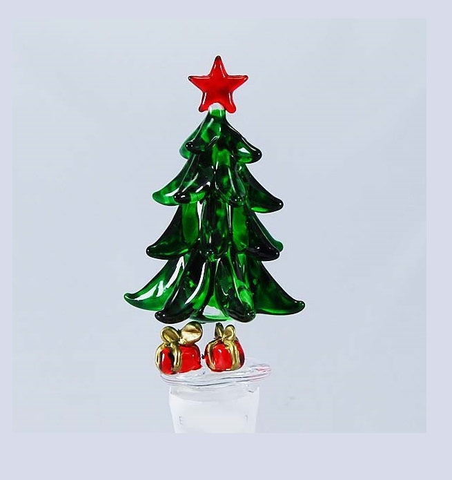 Green Xmas tree w/ presents Hand Crafted Bottle Stopper