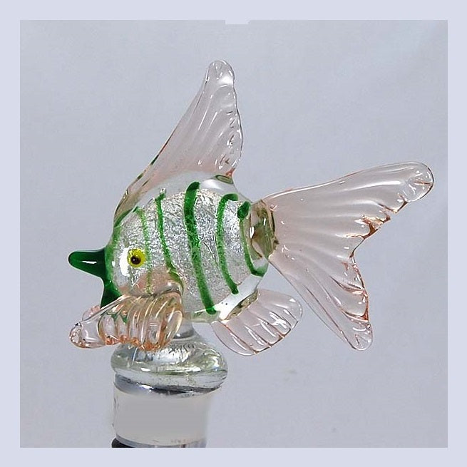 Green Fish w/silver foil Hand Crafted Bottle Stopper