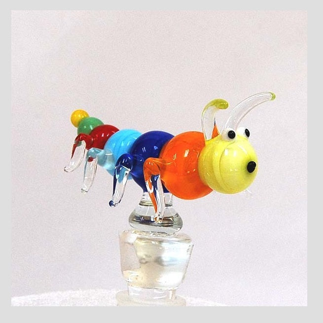 Orange Caterpillar Hand Crafted Bottle Stopper