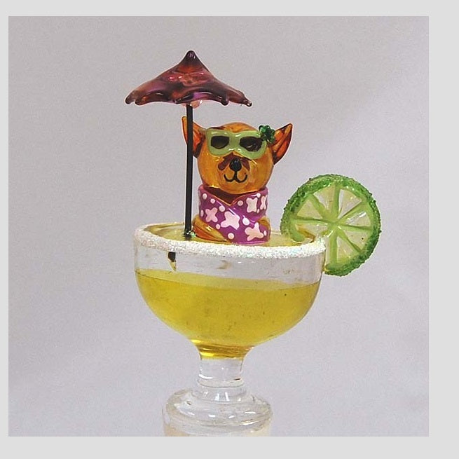 Yellow Chihuahua Margarita Hand Crafted Bottle Stopper