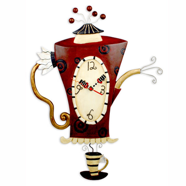 Red Steamin&#39; Teapot Clock Art by Allen Designs