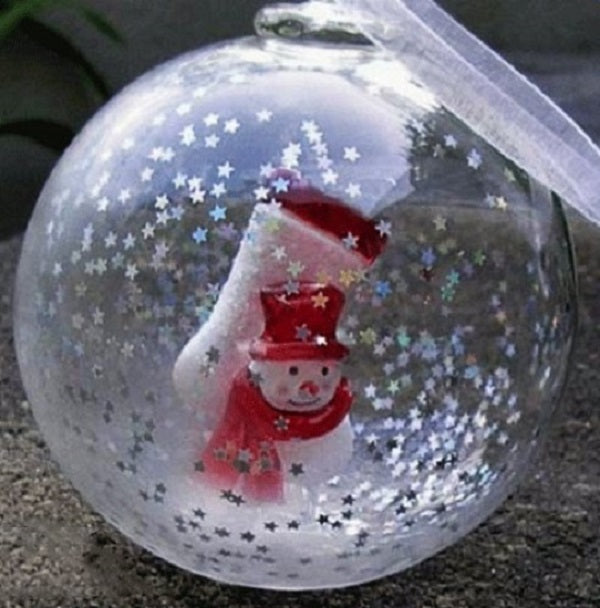 Snowman Stocking Hand Blown Christmas Ornament